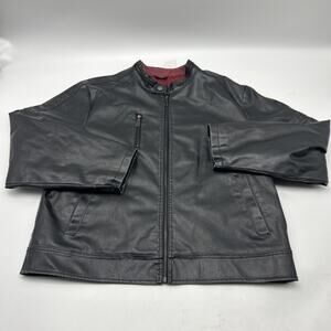 Brave Soul London New York leather biker bomber jacket Black Y2K men’s Size XL
